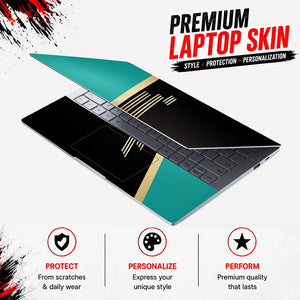 Teal Gold Minimal Split Laptop Skin - View 3