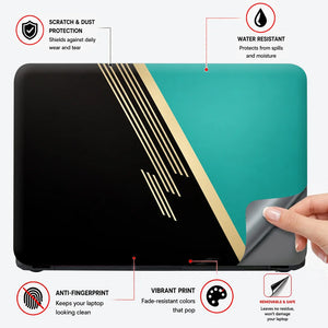 Teal Gold Minimal Split Laptop Skin - View 4