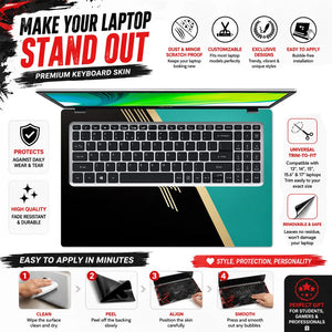 Teal Gold Minimal Split Laptop Skin - View 5