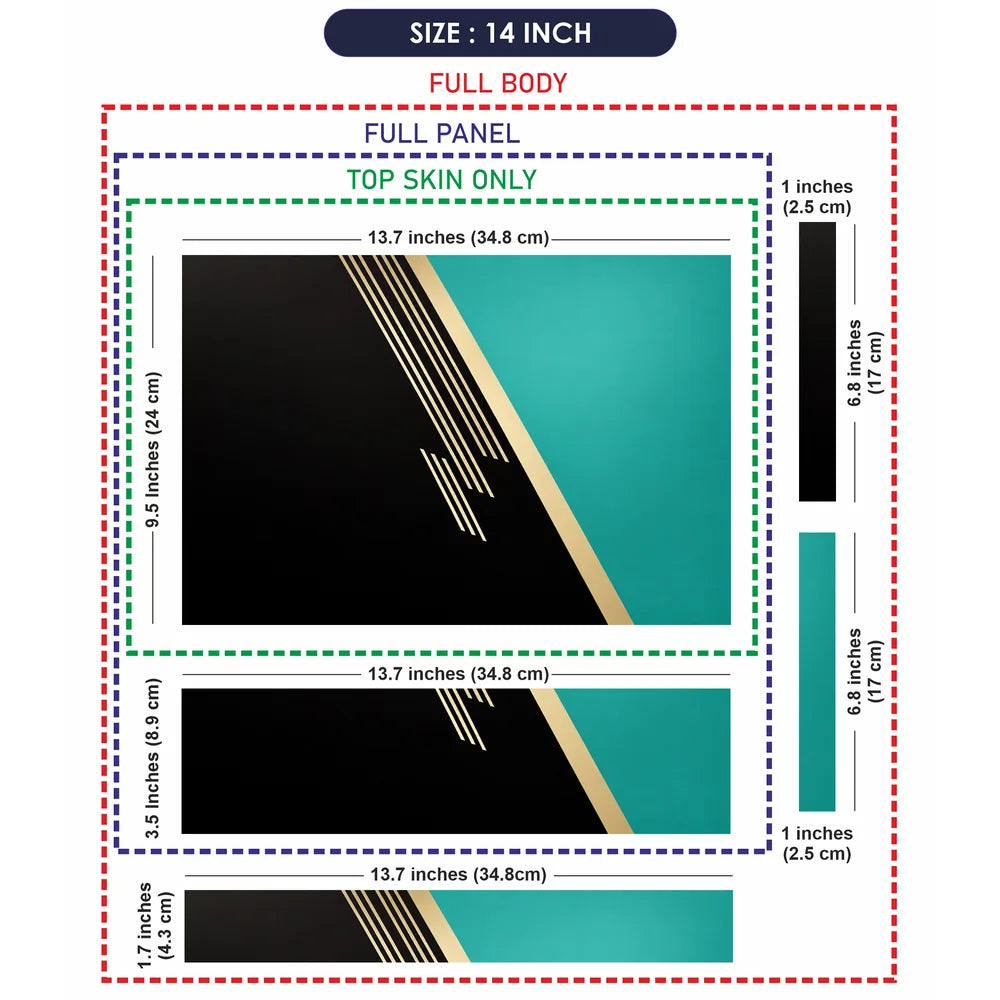 Teal Gold Minimal Split Laptop Skin - View 7