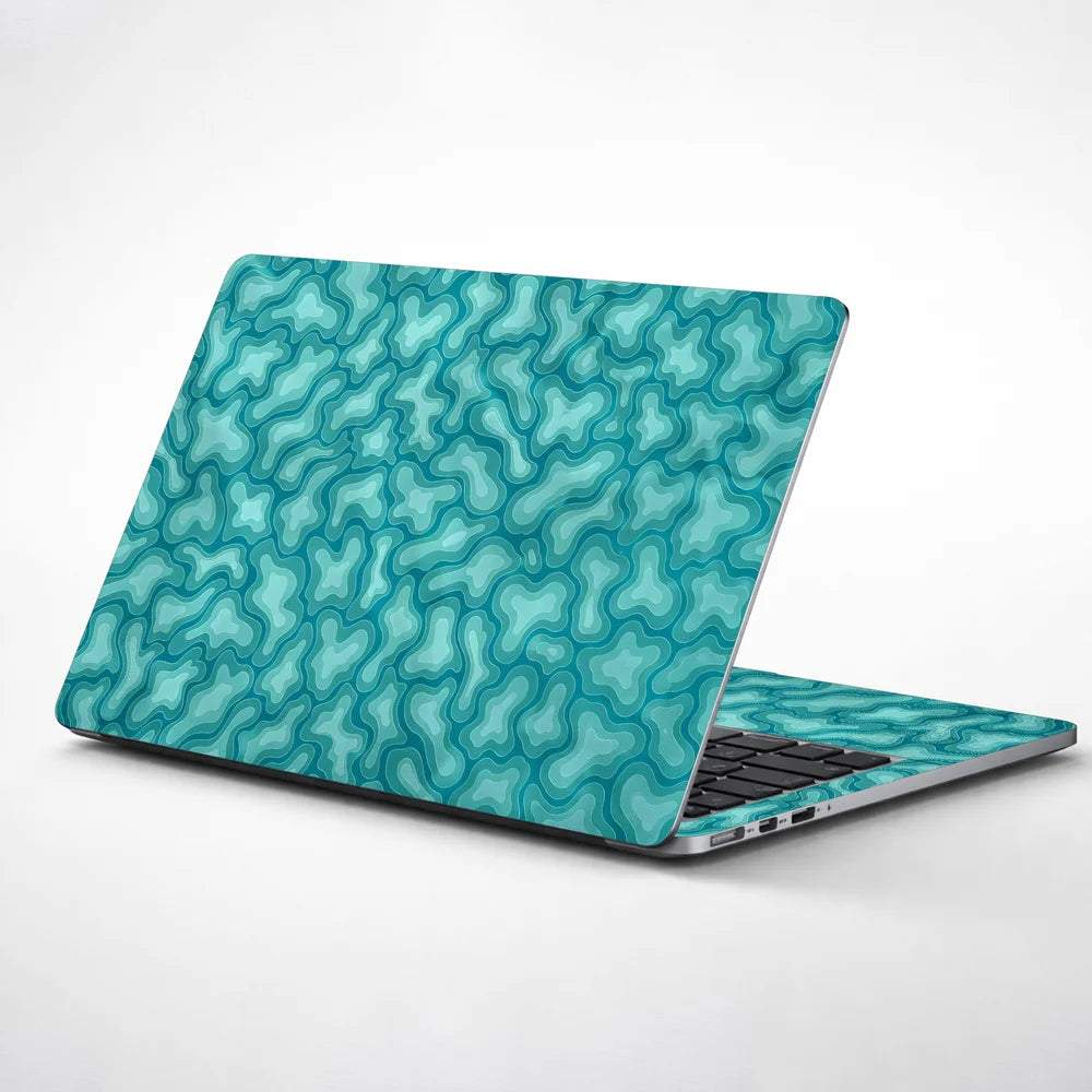 Teal Organic Blob Pattern Laptop Skin - View 1