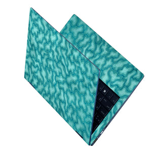 Teal Organic Blob Pattern Laptop Skin - View 2