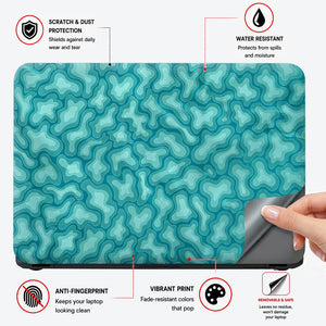 Teal Organic Blob Pattern Laptop Skin - View 4