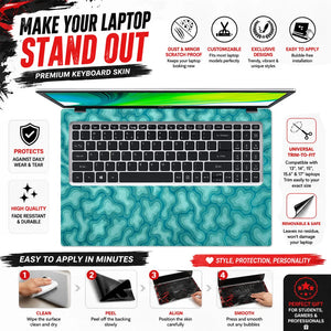 Teal Organic Blob Pattern Laptop Skin - View 5