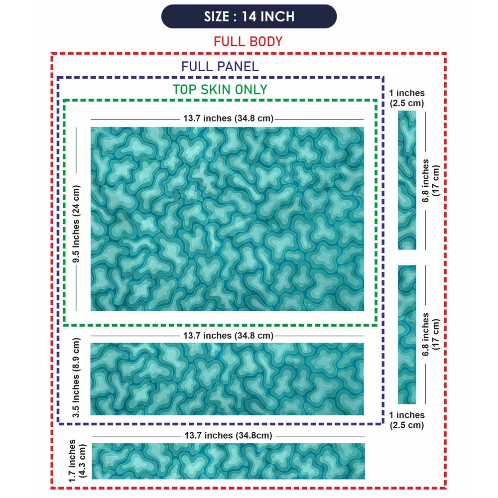 Teal Organic Blob Pattern Laptop Skin - View 7