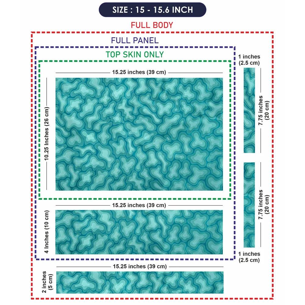 Teal Organic Blob Pattern Laptop Skin - View 8