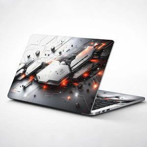 Tech Circuit Board Orange Laptop Skin - View 1