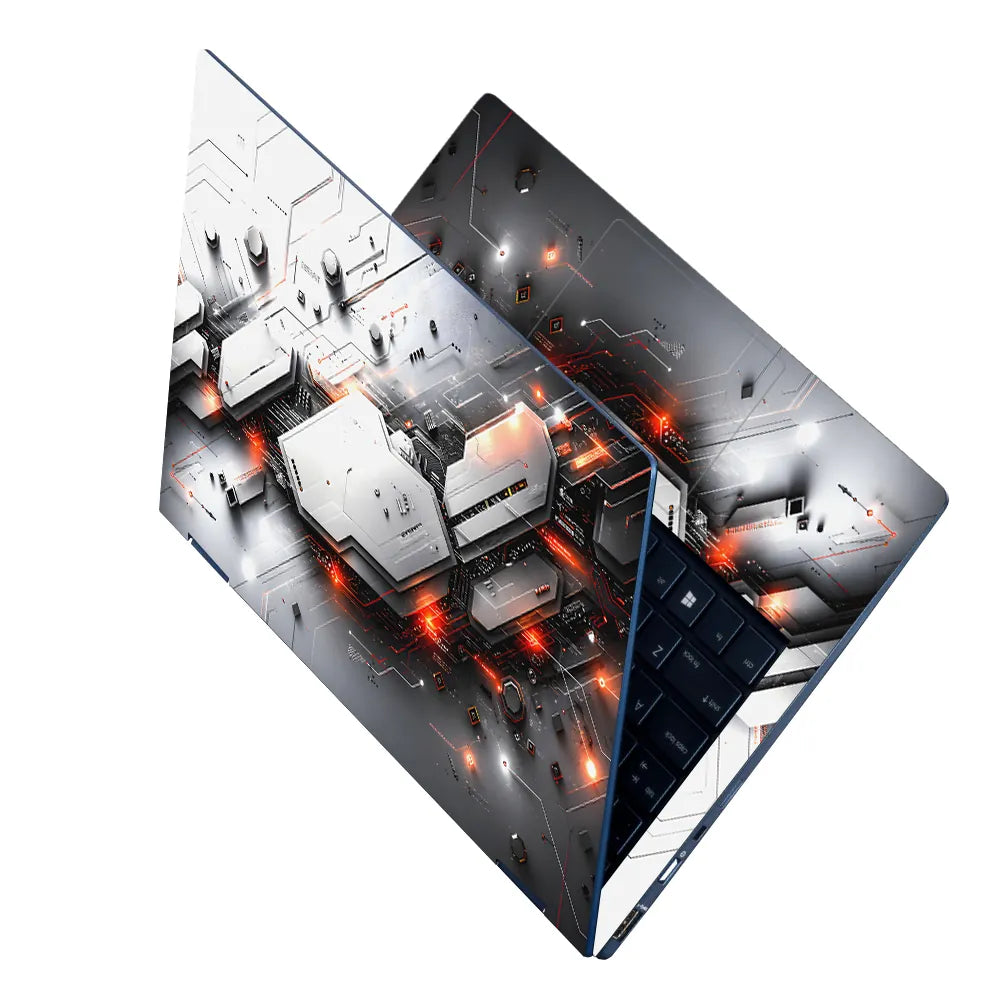Tech Circuit Board Orange Laptop Skin - View 2