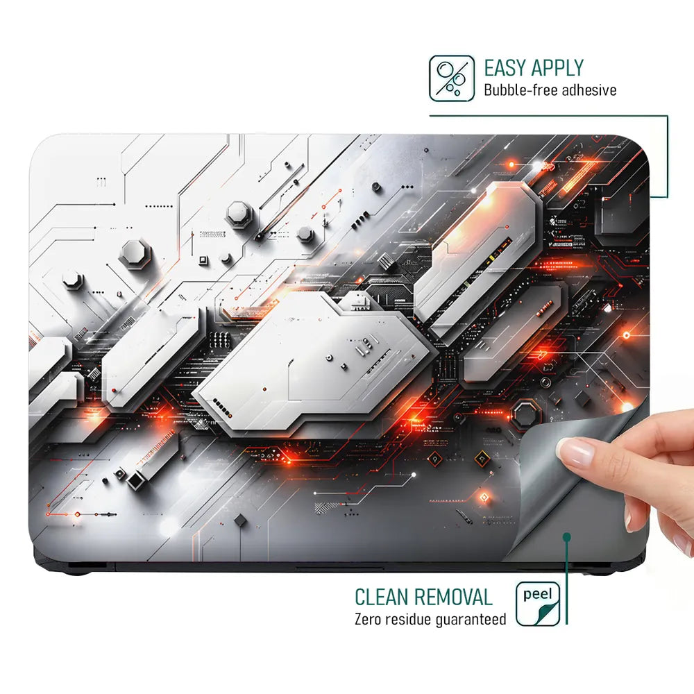 Tech Circuit Board Orange Laptop Skin - View 4