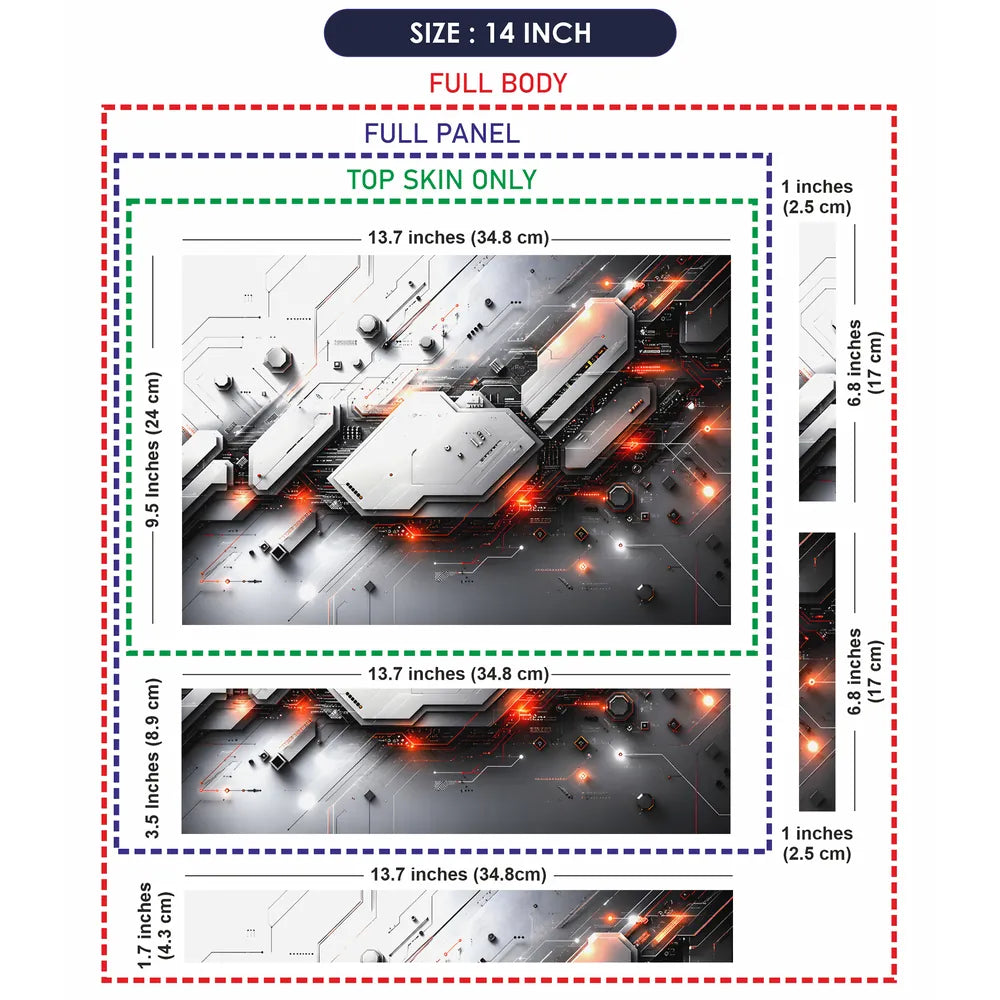 Tech Circuit Board Orange Laptop Skin - View 7