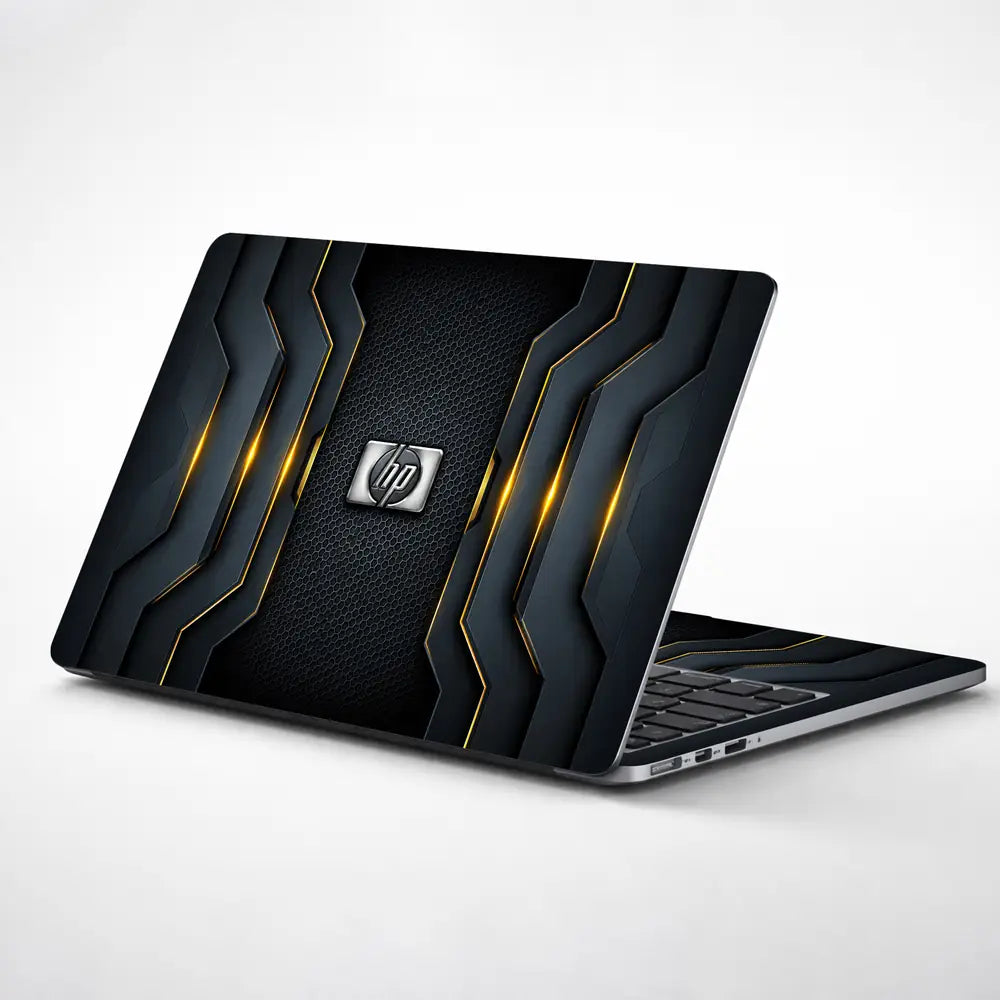 Tech HP Logo Dark Gold Laptop Skin - View 1