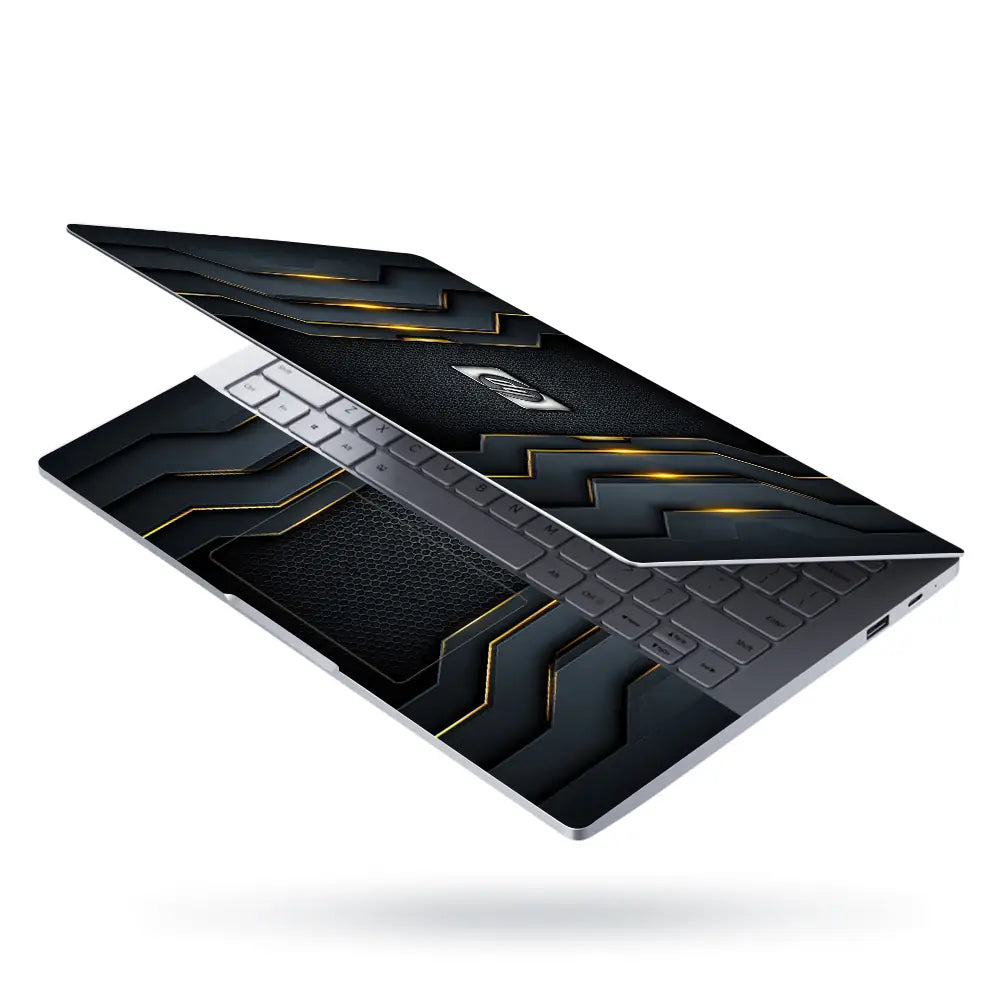 Tech HP Logo Dark Gold Laptop Skin - View 3