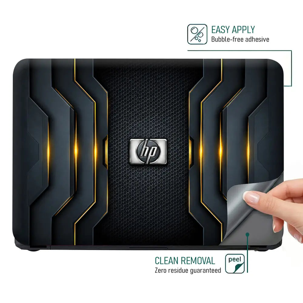 Tech HP Logo Dark Gold Laptop Skin - View 4