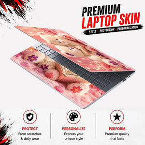 Teddy Bears Reading Book Pink Laptop Skin - View 3