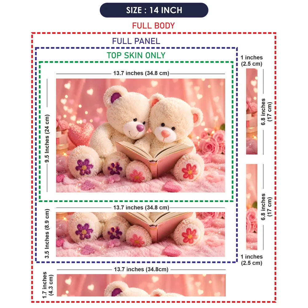 Teddy Bears Reading Book Pink Laptop Skin - View 7