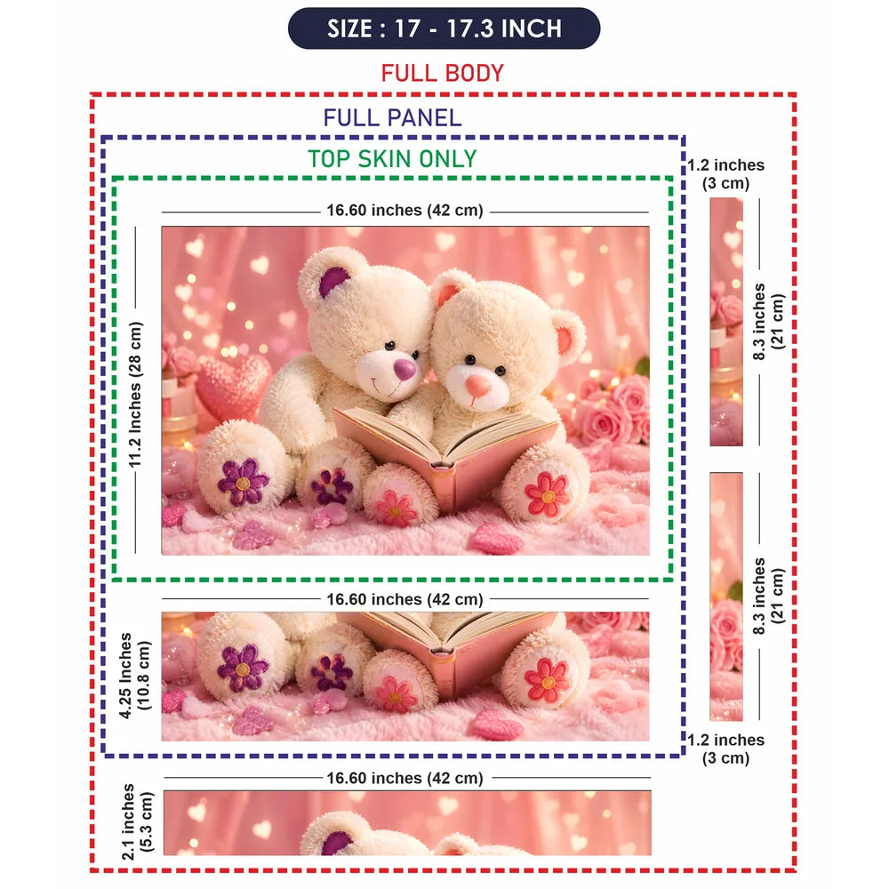 Teddy Bears Reading Book Pink Laptop Skin - View 9