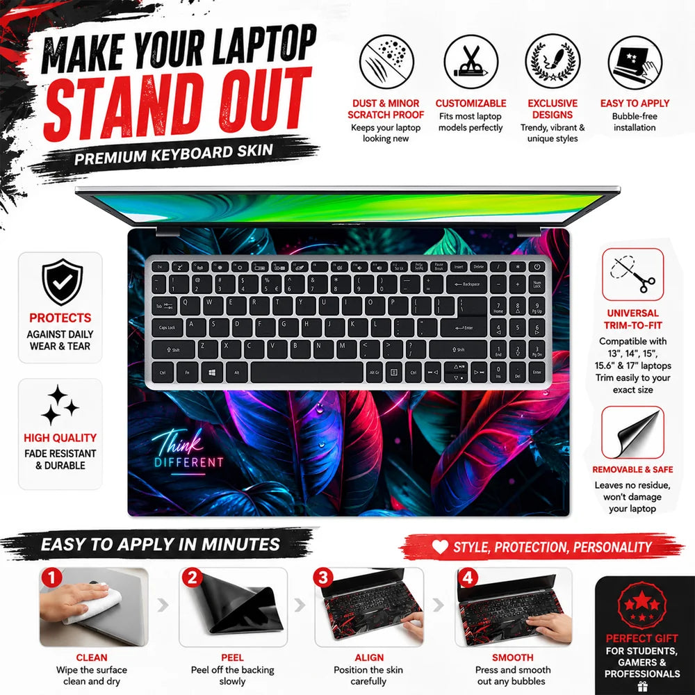 Think Different Neon Foliage Laptop Skin - View 5