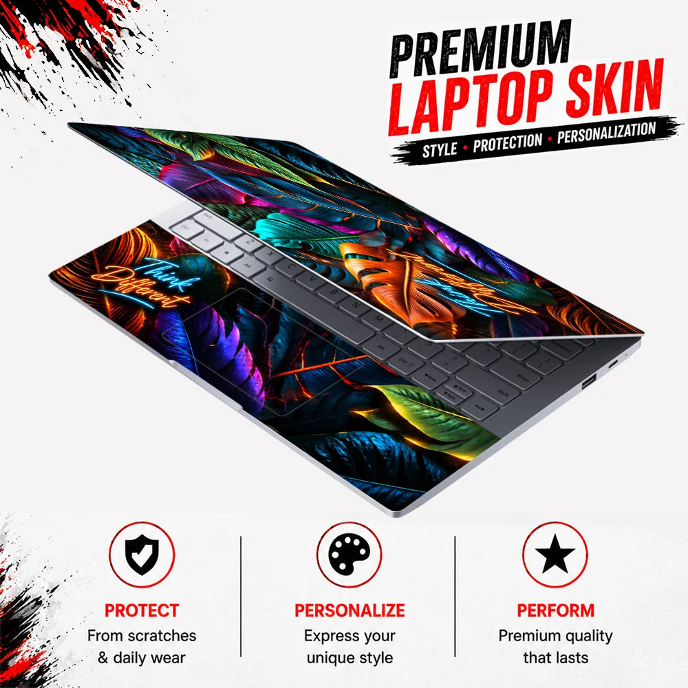 Think Different Rainbow Monstera Laptop Skin - View 3