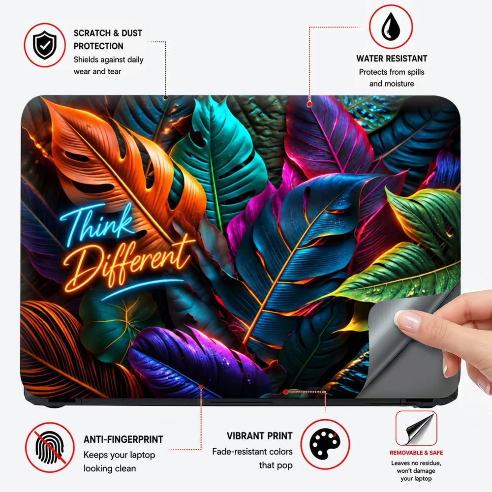 Think Different Rainbow Monstera Laptop Skin - View 4