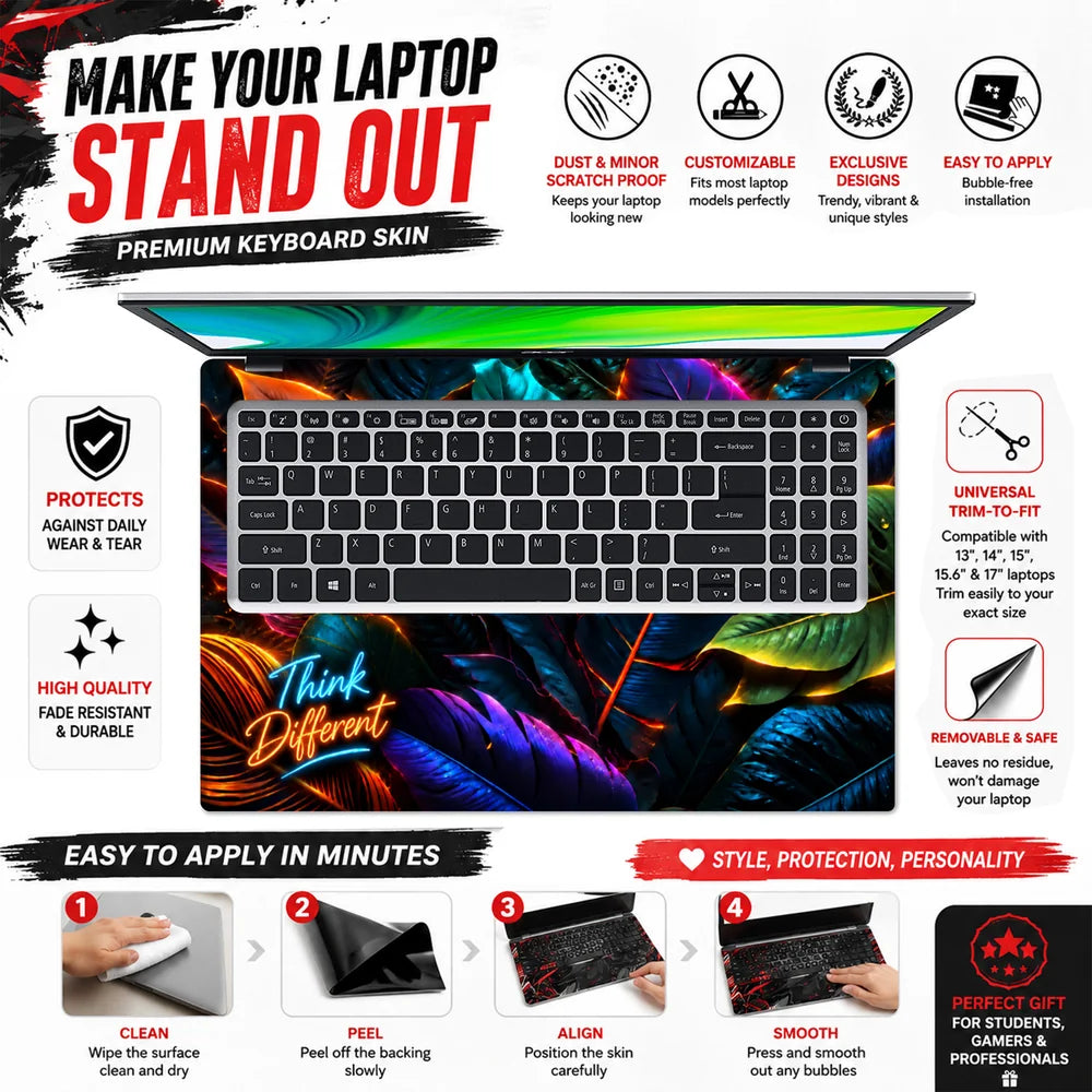 Think Different Rainbow Monstera Laptop Skin - View 5