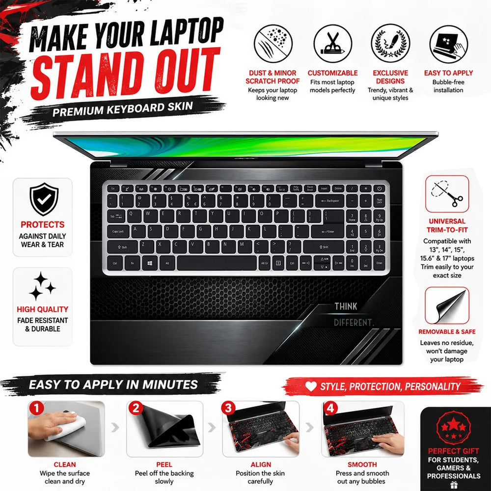 Think Different Split Floral Laptop Skin - View 5