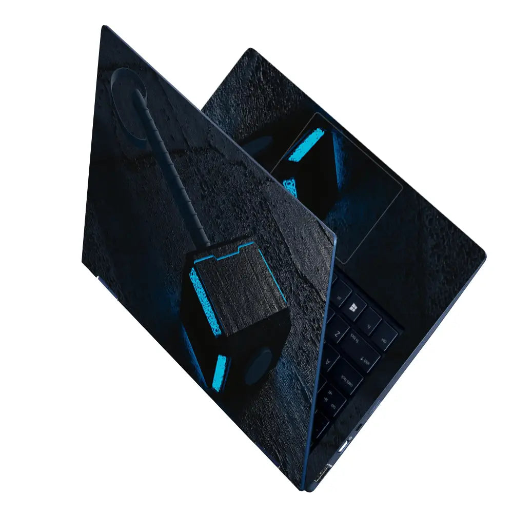 Thor Blue Neon Hammer Laptop Skin - View 2