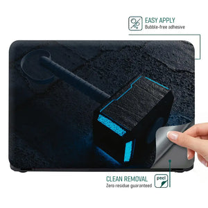 Thor Blue Neon Hammer Laptop Skin - View 4