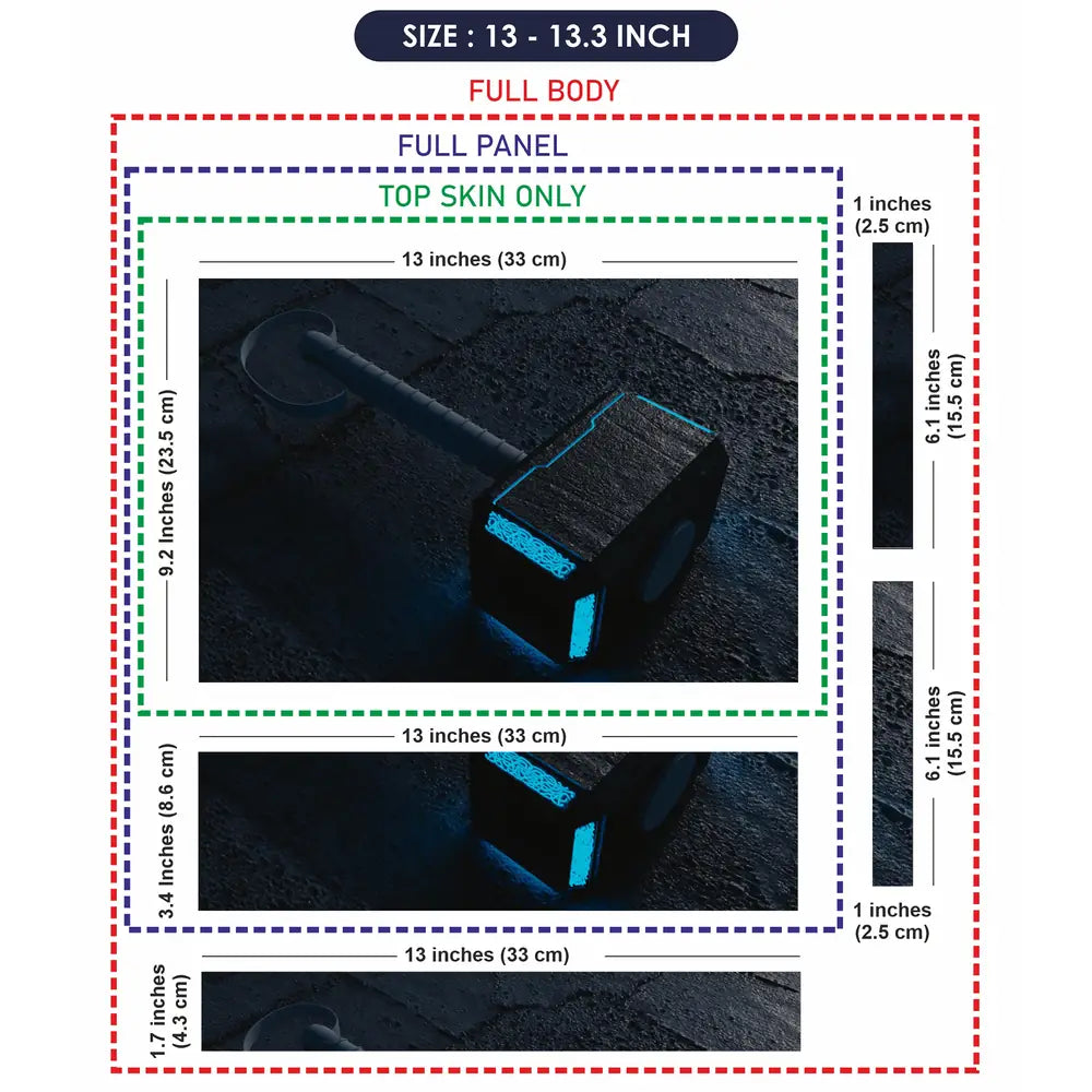 Thor Blue Neon Hammer Laptop Skin - View 6