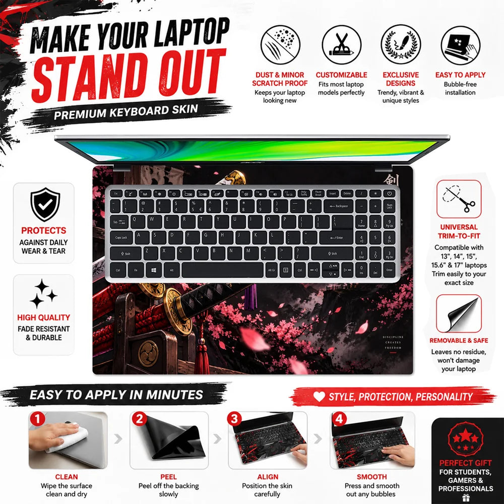 Three Katana Rack Red Moon Laptop Skin - View 5