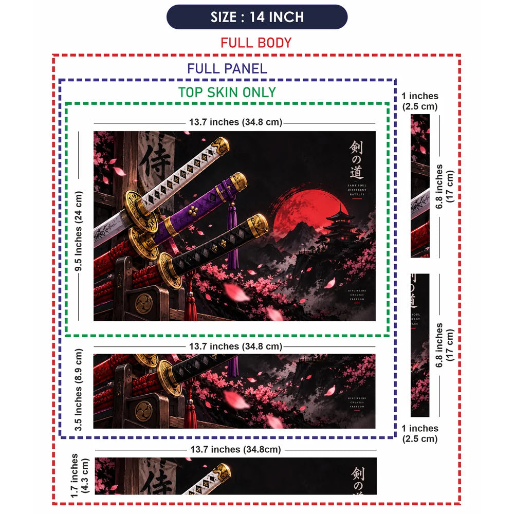 Three Katana Rack Red Moon Laptop Skin - View 7
