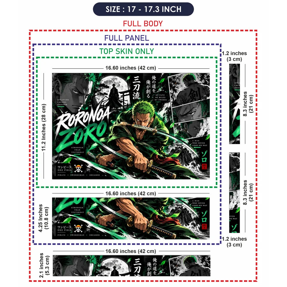 Three-Sword Style Roronoa Zoro Poster Laptop Skin - View 9
