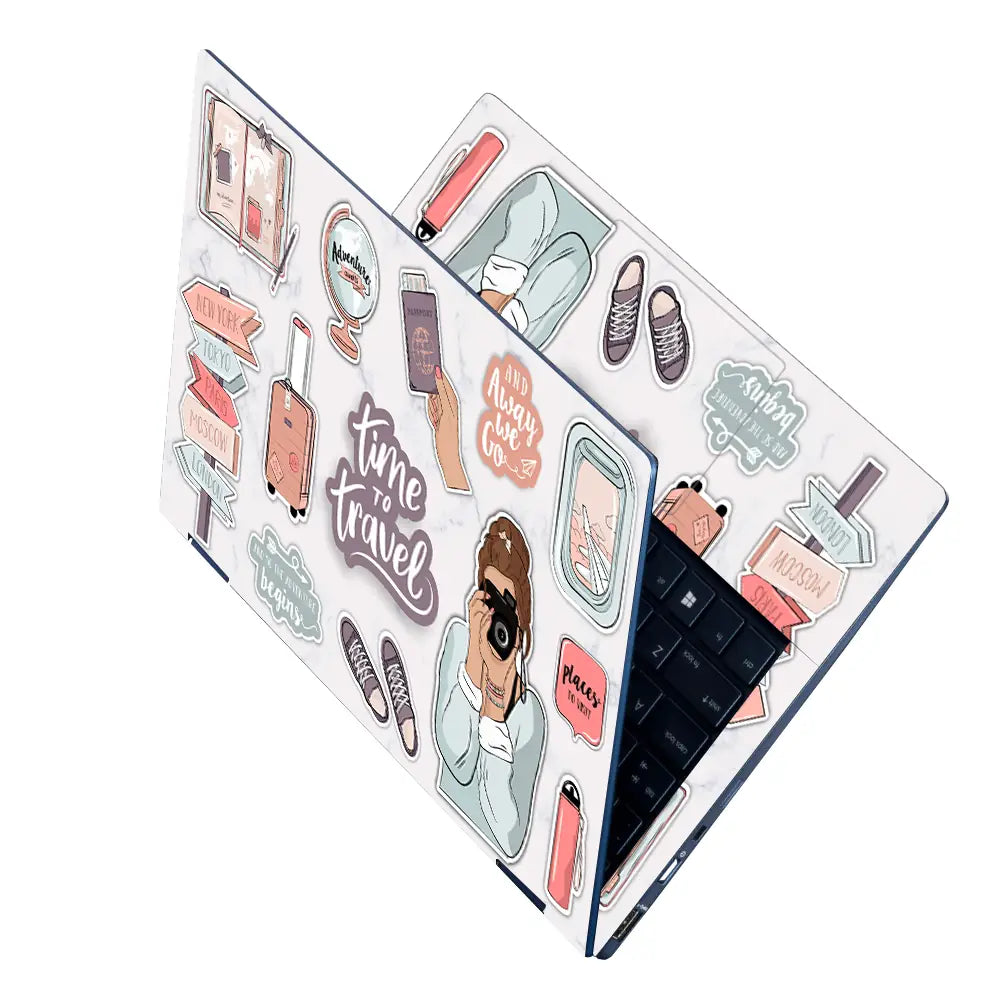 Time to Travel Girl Camera Laptop Skin - View 2