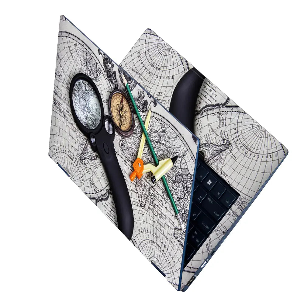 Tools for Travel on World Map Laptop Skin - View 2