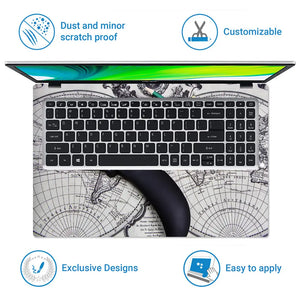 Tools for Travel on World Map Laptop Skin - View 5