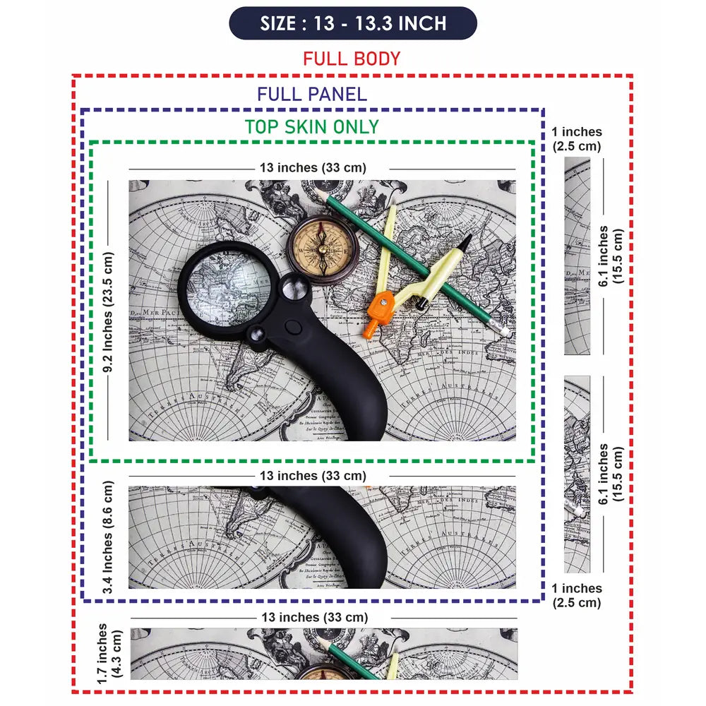 Tools for Travel on World Map Laptop Skin - View 6