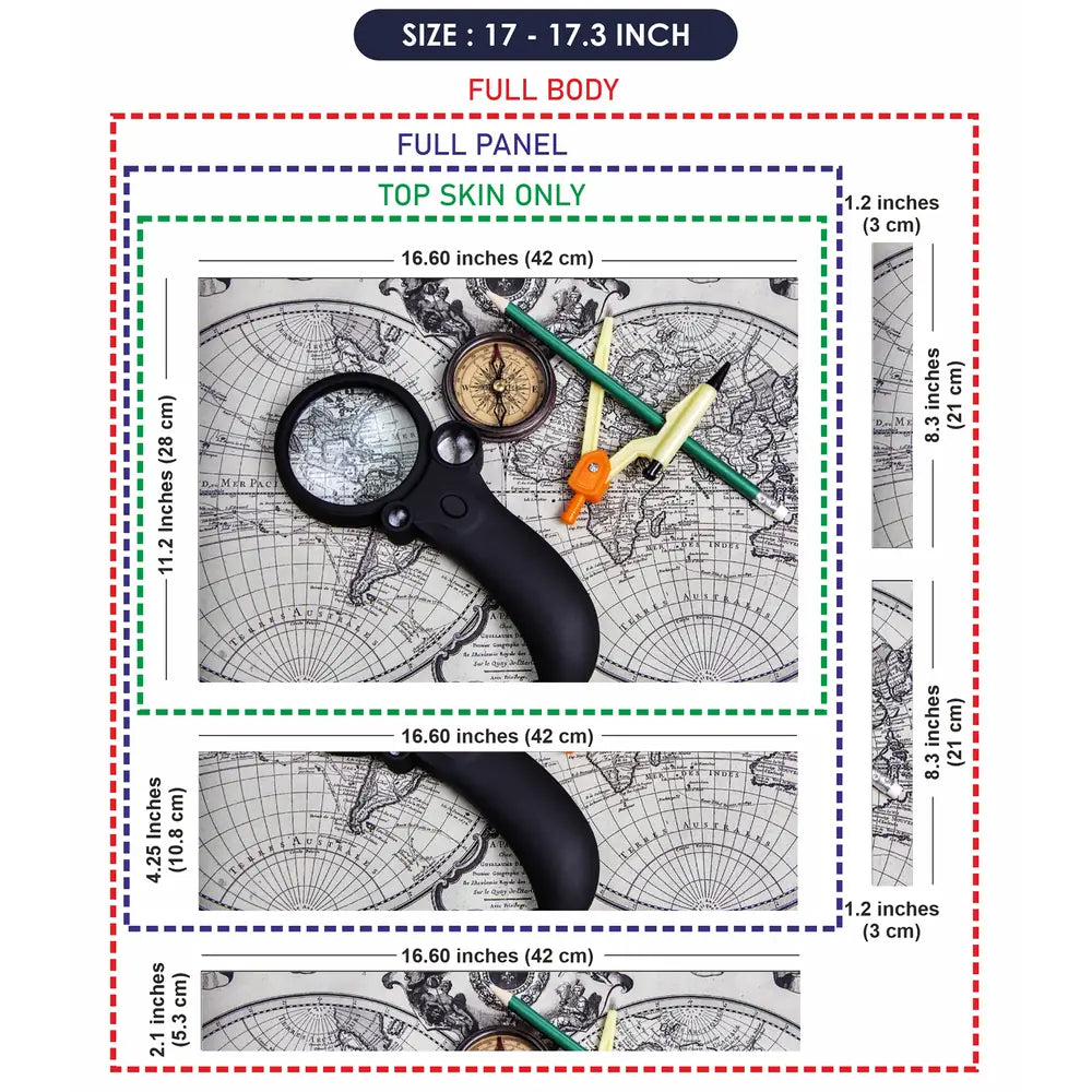 Tools for Travel on World Map Laptop Skin - View 9