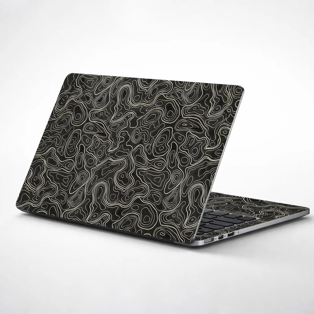 Topographic Contour Cream Dark Laptop Skin - View 1