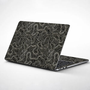 Topographic Contour Cream Dark Laptop Skin - View 1