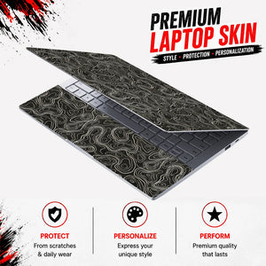 Topographic Contour Cream Dark Laptop Skin - View 3