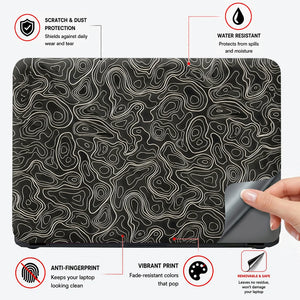 Topographic Contour Cream Dark Laptop Skin - View 4