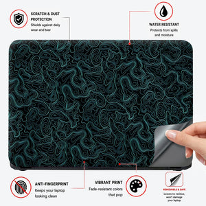 Topographic Contour Cyan Glow Laptop Skin - View 4