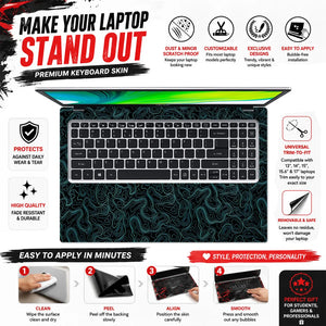 Topographic Contour Cyan Glow Laptop Skin - View 5