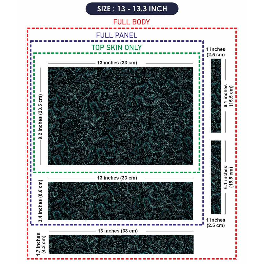 Topographic Contour Cyan Glow Laptop Skin - View 6