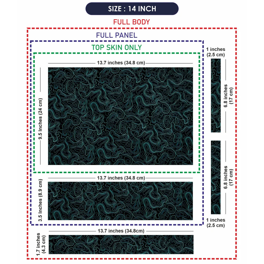 Topographic Contour Cyan Glow Laptop Skin - View 7