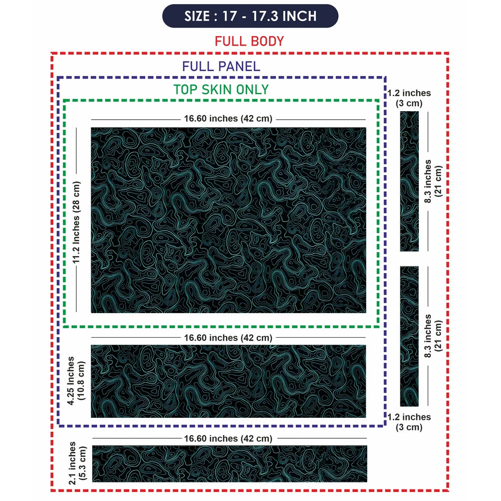 Topographic Contour Cyan Glow Laptop Skin - View 9