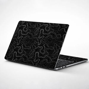 Topographic Contour White Black Laptop Skin - View 1