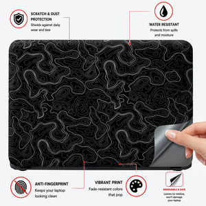 Topographic Contour White Black Laptop Skin - View 4