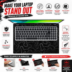 Topographic Contour White Black Laptop Skin - View 5