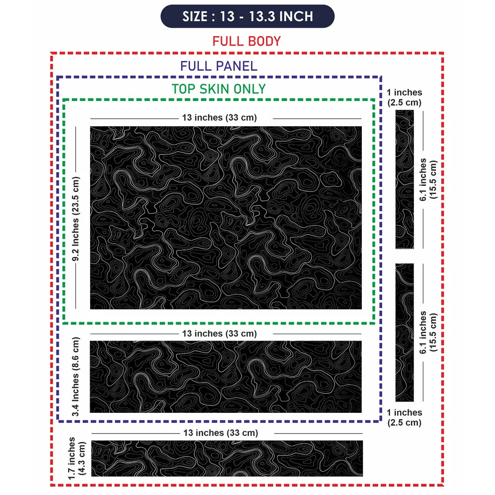 Topographic Contour White Black Laptop Skin - View 6