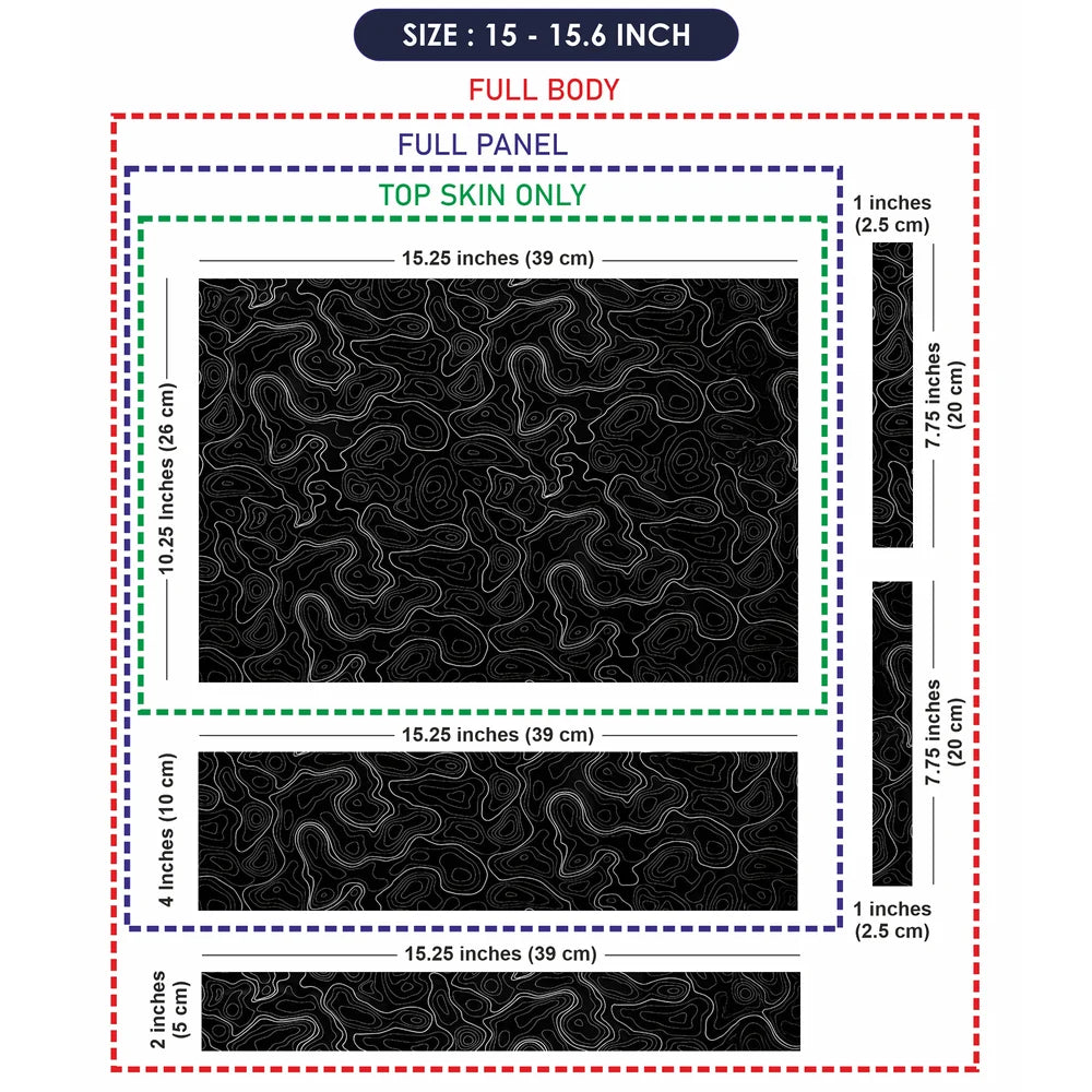 Topographic Contour White Black Laptop Skin - View 8